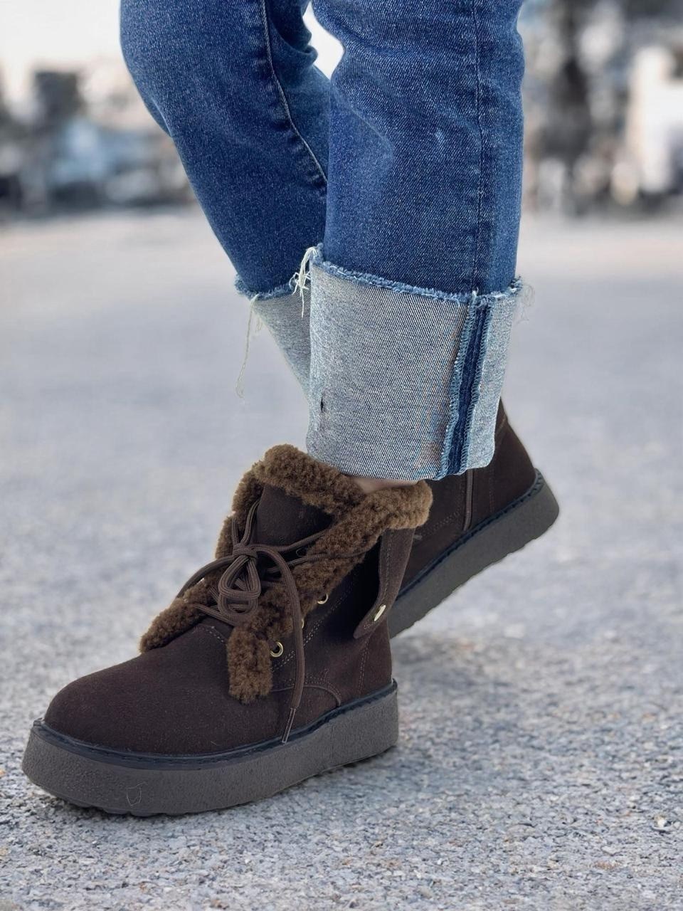 ,ботинки зимние коричневые на шнуровке raffa shoes,женская зимняя ,зимние женские ботинки,замшевые ботинки с мехом женские