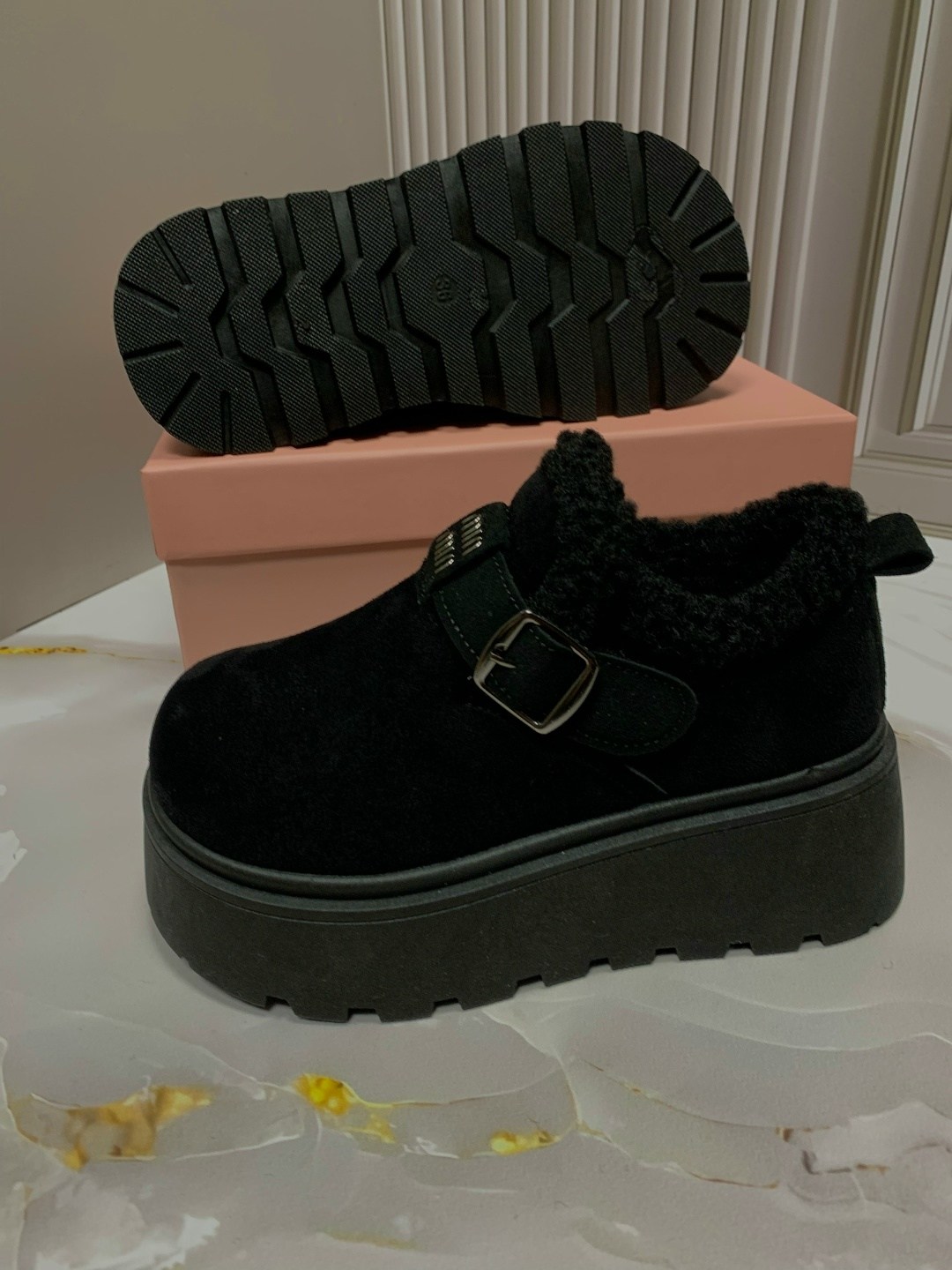 повседневная женская  лоферы с меховыми сабо на платформе круглым носком,,лоферы на платформе,женские лоферы на платформе,женская