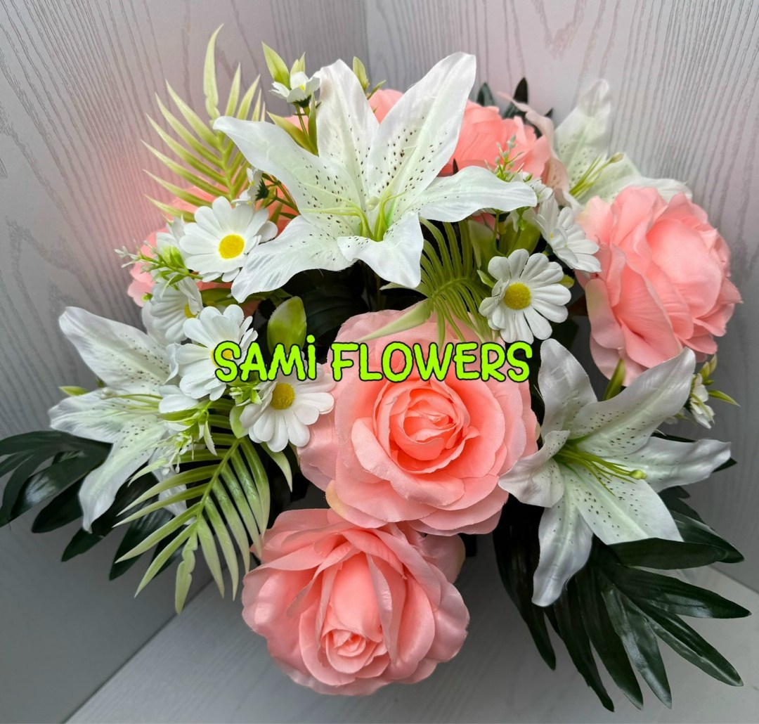 ритуальная композиция из искусственных цветов,композиции из искусственных лилий,букет лилии,композиция из лилии,композиция из лилий