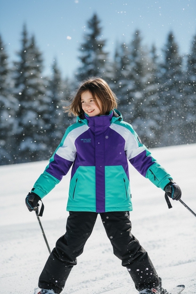 на горных лыжах,катание на лыжах,зимняя одежда для детей,лыжный костюм,зимняя