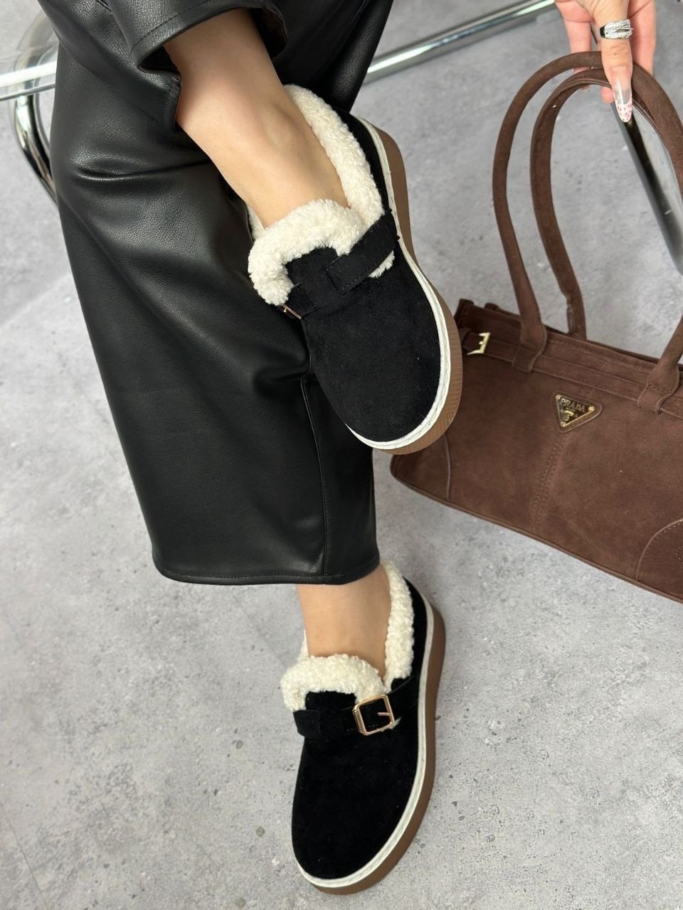 , на плоской подошве,женская ,лоферы зимние,повседневная