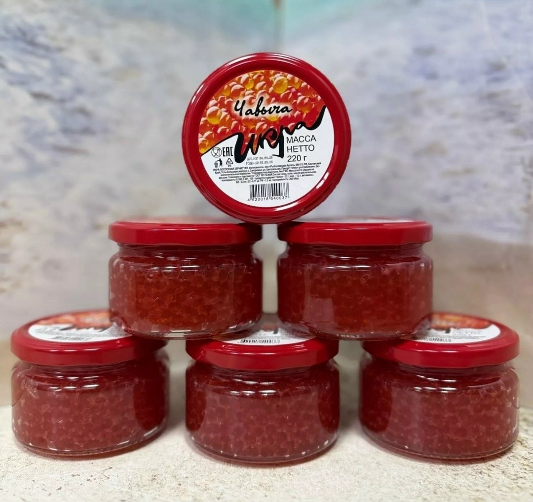икра красная,икра форели,икра в стеклянной банке,икра красная чавыча премиум 220г,икра красная лососевая форели