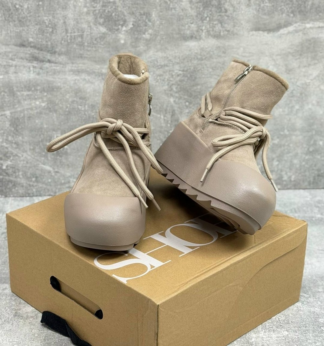 замшевые ботинки inuikii серый,,угги женские,женские зимние угги с шнурками,ботинки inuikii