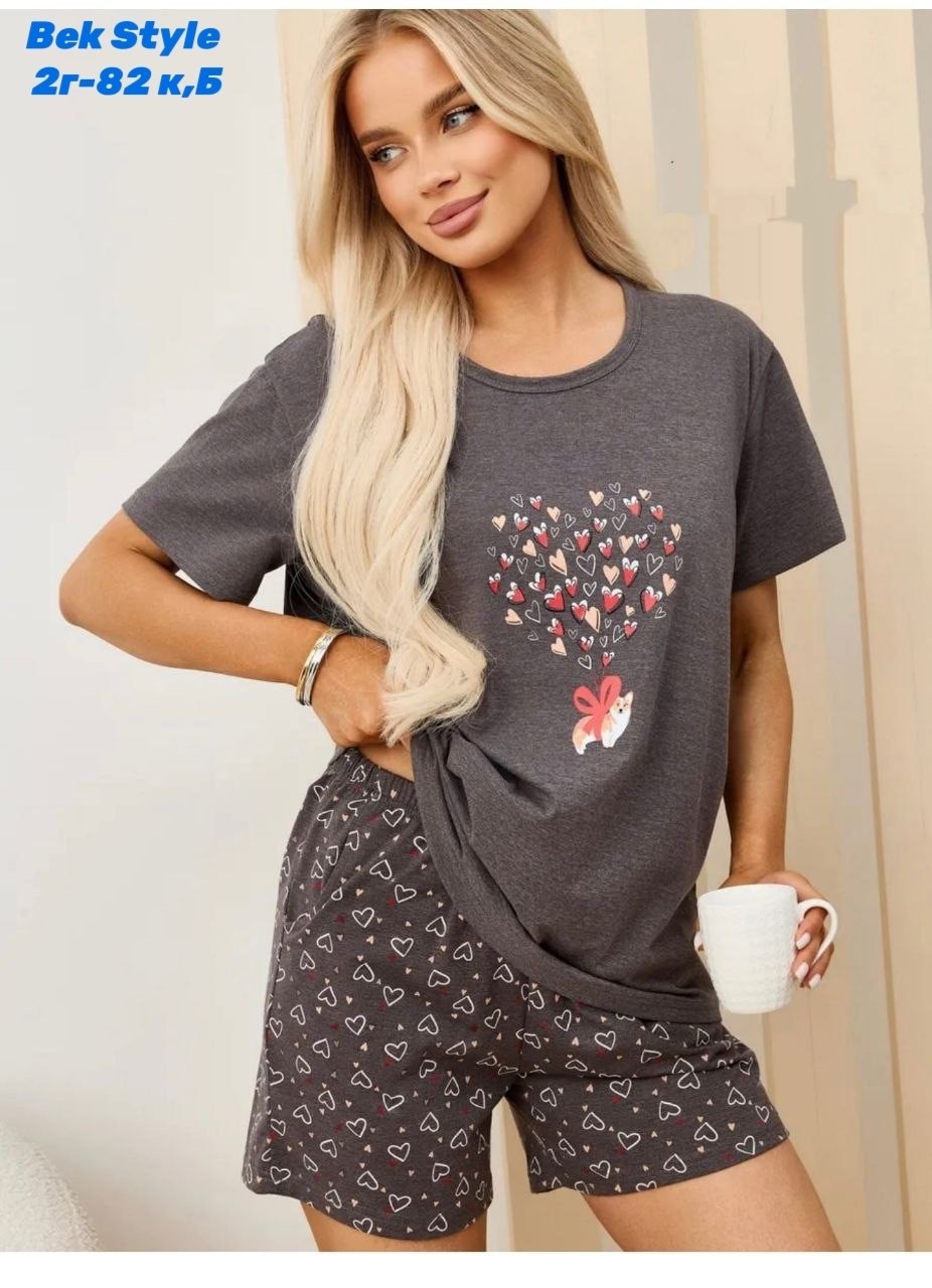 женская пижама с шортами,пижамы женски,пижама с шортами хлопок deby do 241962925,женская пижама,пижамы для дома