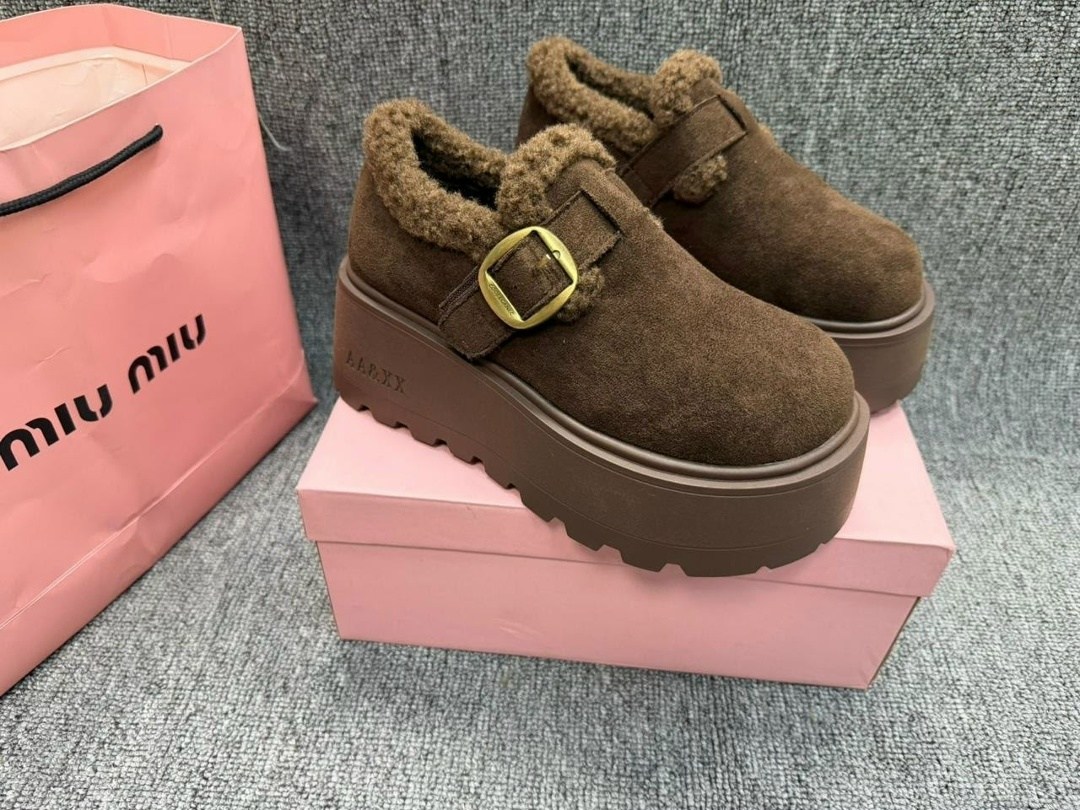 ,повседневная женская  лоферы с меховыми сабо на платформе круглым носком, повседневные, женская,женская зимняя