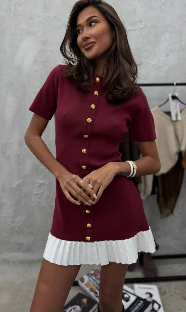 платье трикотажное,платье,платье трикотажное женское,платье-поло вязаное с юбкой "солнце",платье трикотаж