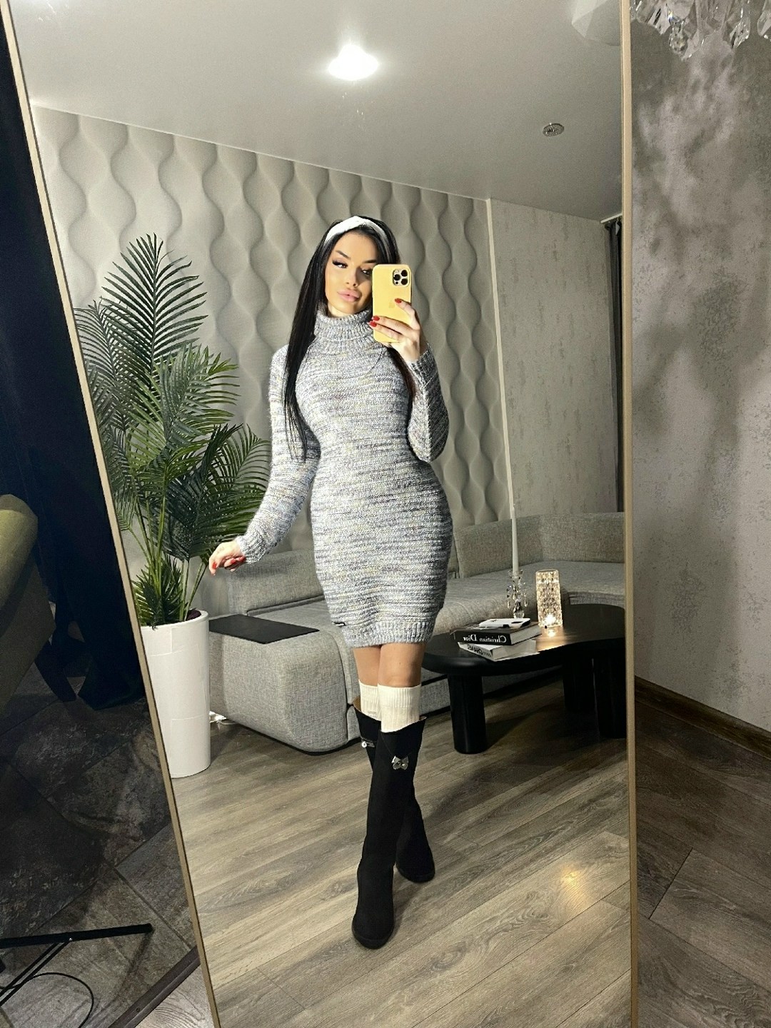 платье вязаное женское,платье туника теплая вязаная с горлом gh fashion,туника теплая вязаная,теплое вязаное платье,вязаное платье свитер