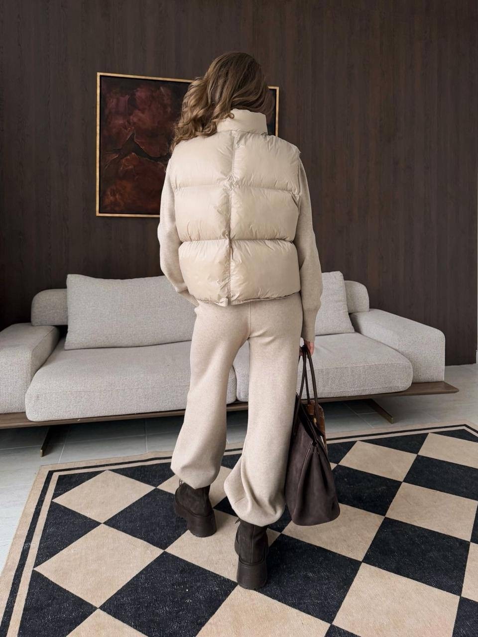 женская жилетка,бежевая жилетка,костюм женский тройка,костюм кашемир,теплый костюм