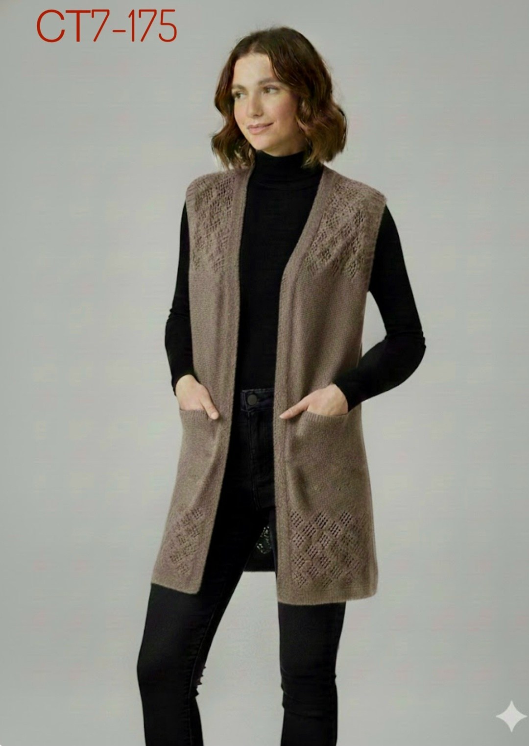 жилет женский удлиненный,женский вязаный жилет,жилет вязаный женский удлиненный,вязаный удлиненный жилет,длинный вязаный жилет