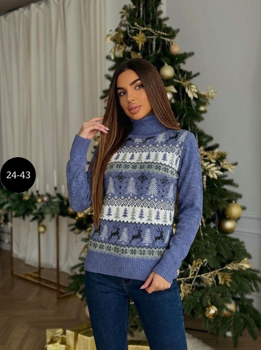 свитера женские,свитер вязаный с горлом новогодний с оленями gh fashion,свитер женский вязаный,кофта свитер женский,свитер