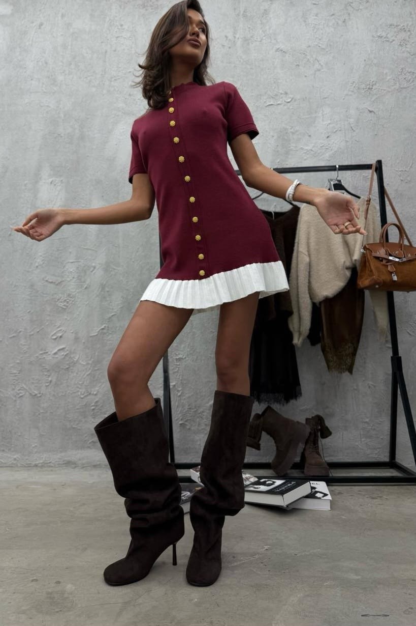 платье трикотажное,платье,платье трикотажное женское,платье-поло вязаное с юбкой "солнце",платье трикотаж