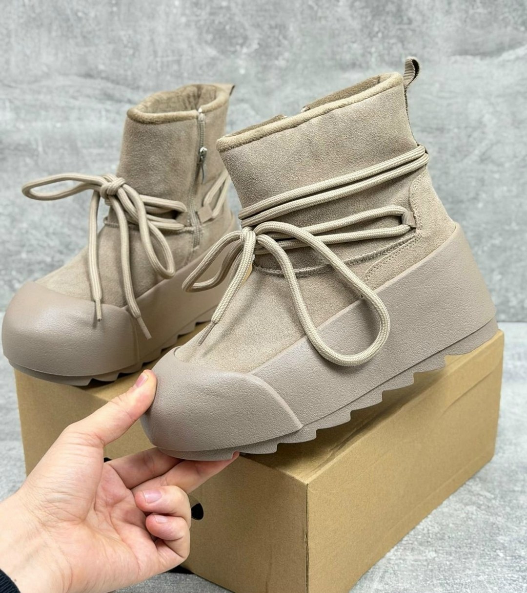 замшевые ботинки inuikii серый,,угги женские,женские зимние угги с шнурками,ботинки inuikii