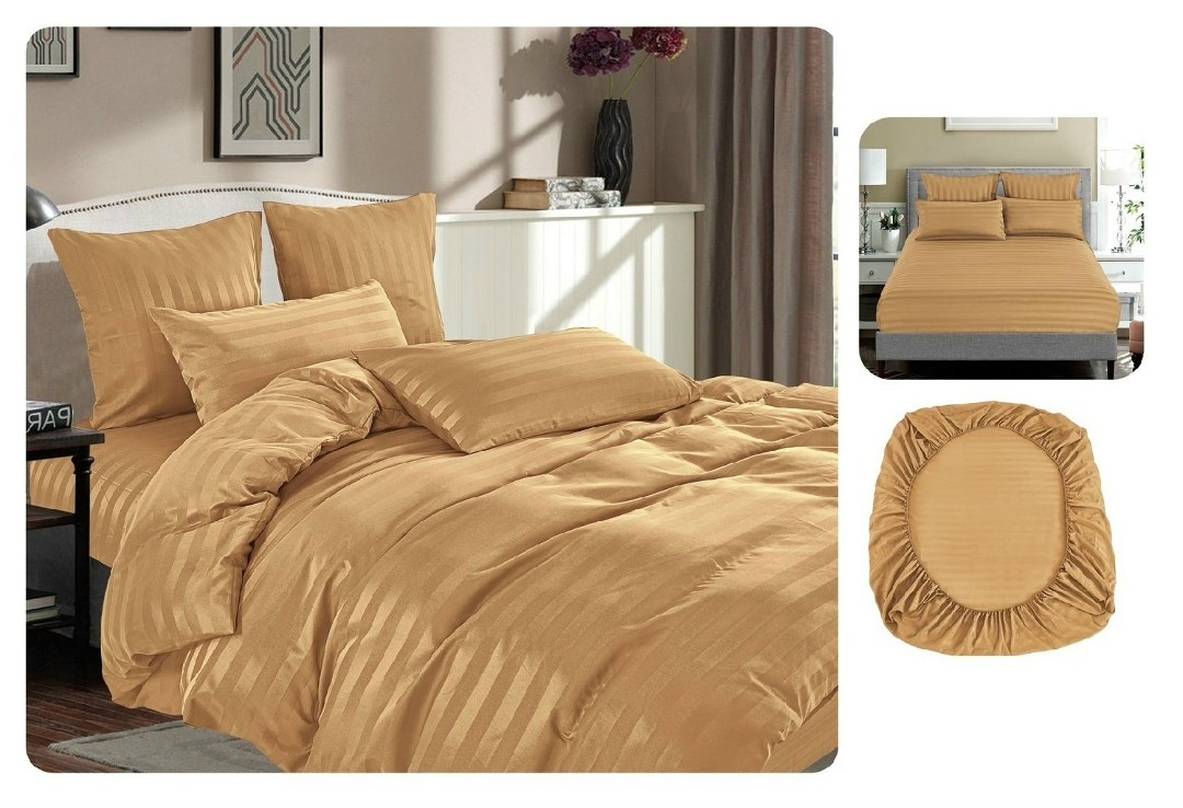 страйп сатин шампань,страйп сатин постельное белье,комплект постельного белья страйп сатин,кпб страйп сатин шампань,простыня на резинке страйп сатин