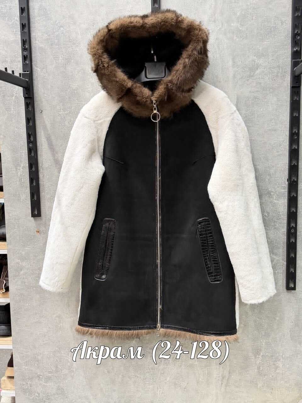 дубленка женская из натуральной овчины с капюшоном,дубленка женская,дубленка двусторонняя,дубленка,дубленка женская furnatur 8024769 серая 52 ru