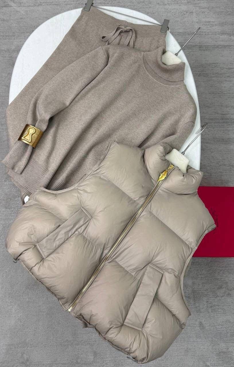 женская жилетка,бежевая жилетка,костюм женский тройка,костюм кашемир,теплый костюм