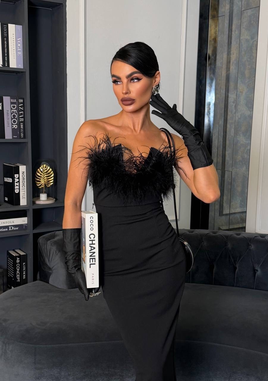 платье с перьями,вечернее платье с перьями,платье стильное,женское вечернее платье,вечернее платье