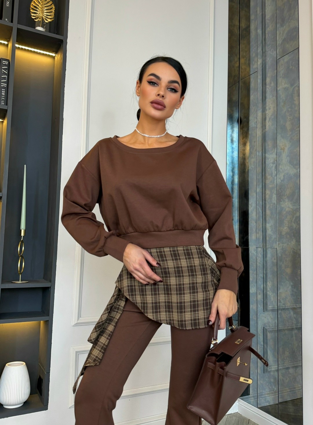 костюм с брюками,стильный костюм,повседневный костюм,трикотажный костюм с брюками осенний оверсайз bapani,костюм со штанами