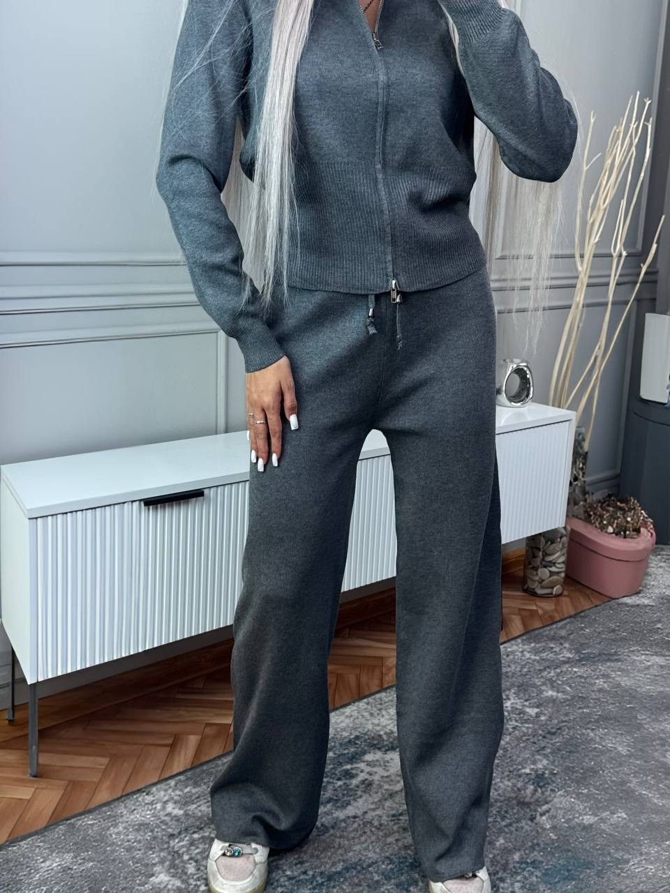 костюм двойка кашемир,трикотажный костюм,костюм женский,трикотажный костюм женский,костюм вязаный трикотажный теплый с молнией оверсайз monobrend-amaia togo