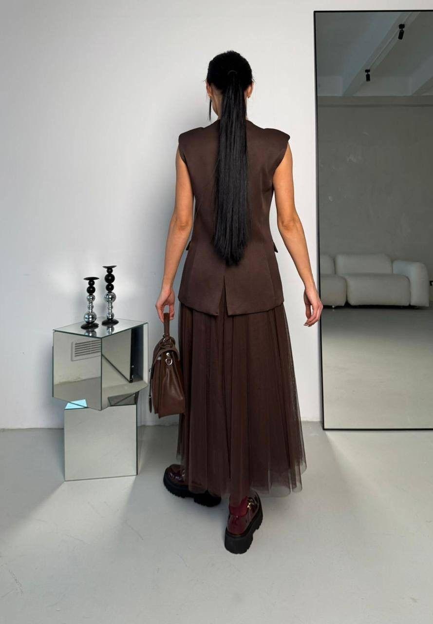 юбка с жилеткой,юбка с жилеткой цвет коричневый,костюм вечерний жилет с юбкой под зара elinafashion 332574141,женский костюм