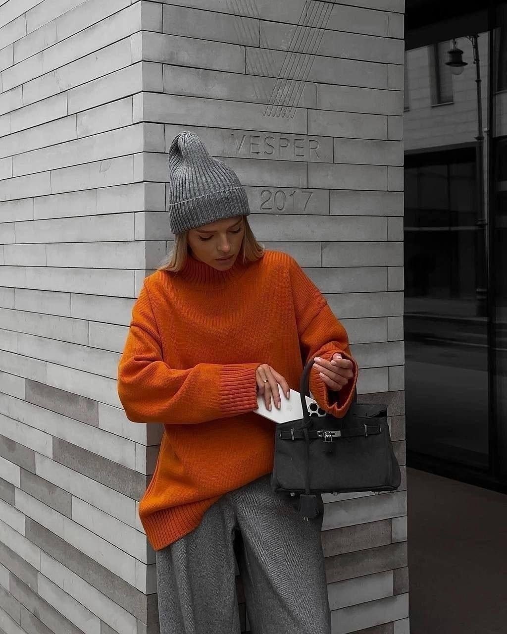 свитер оверсайз зимний,cвитер вязаный оверсайз,свитер оверсайз модные свитеры,свитер oversize теплый,свитер оверсайз вязаный aron store цвет оранжевый