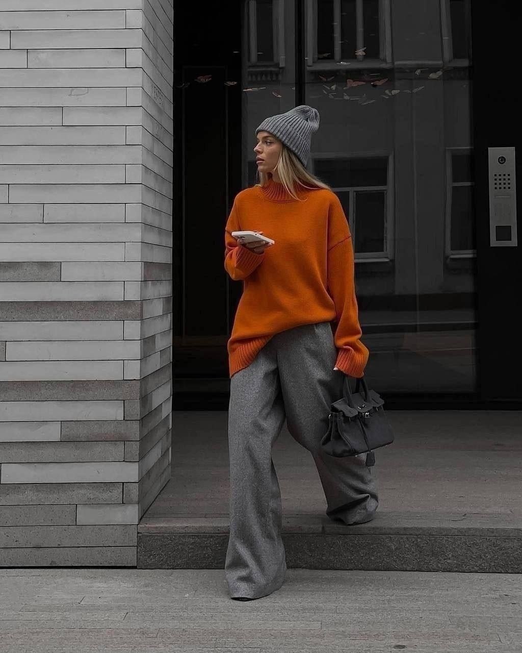 свитер оверсайз зимний,cвитер вязаный оверсайз,свитер оверсайз модные свитеры,свитер oversize теплый,свитер оверсайз вязаный aron store цвет оранжевый