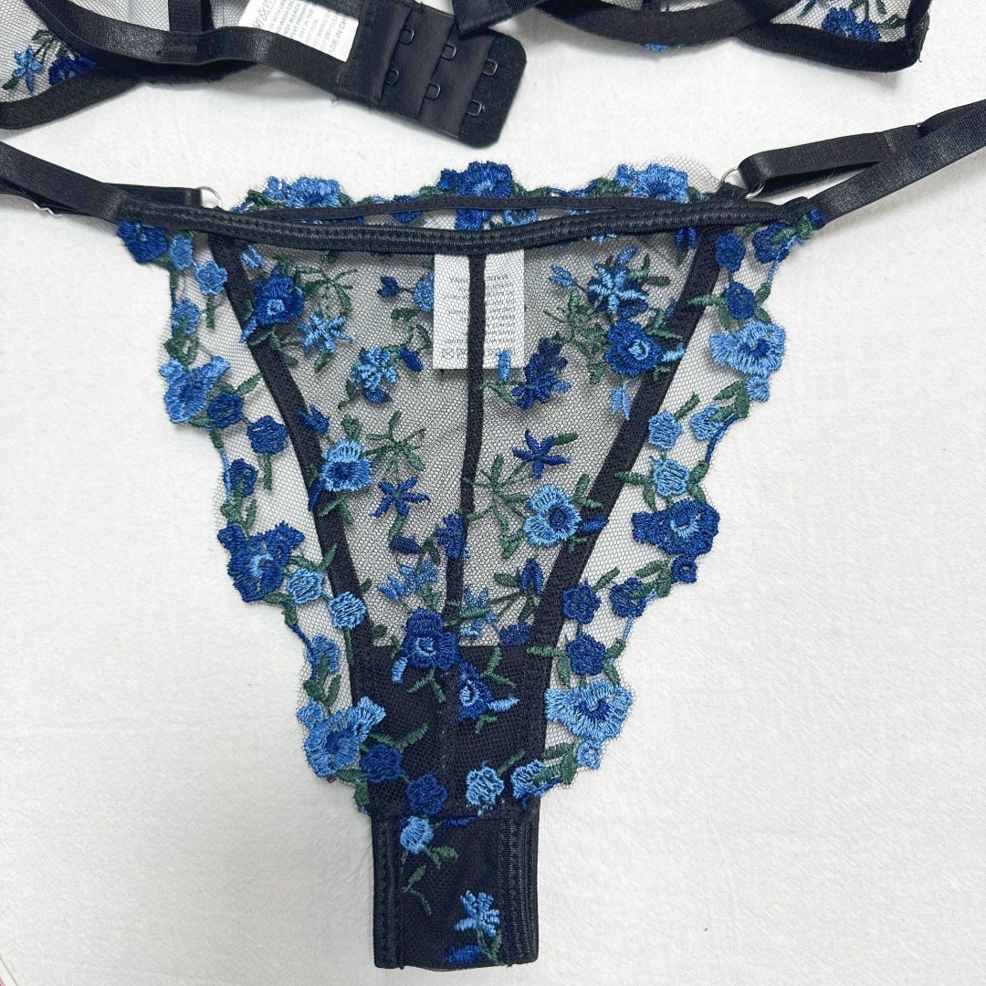 комплект прозрачного нижнего белья в сетку michael acosta,комплект белья женский michael acosta черный, синий,комплект нижнего белья,нижнее белье женское,комплект нижнего белья кружевной