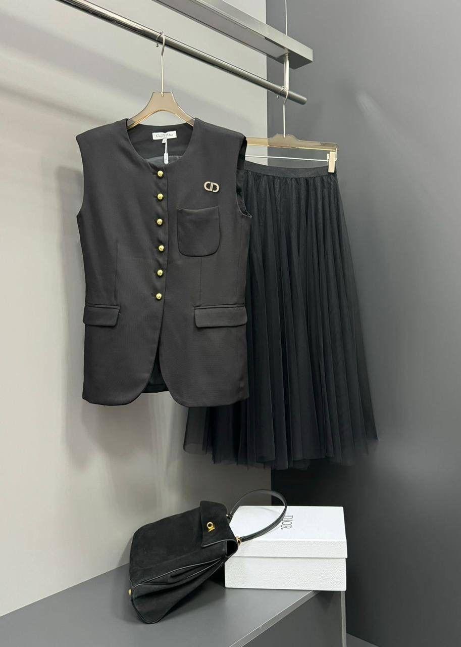 костюм с юбкой,костюм с юбкой черный,юбка с жилеткой