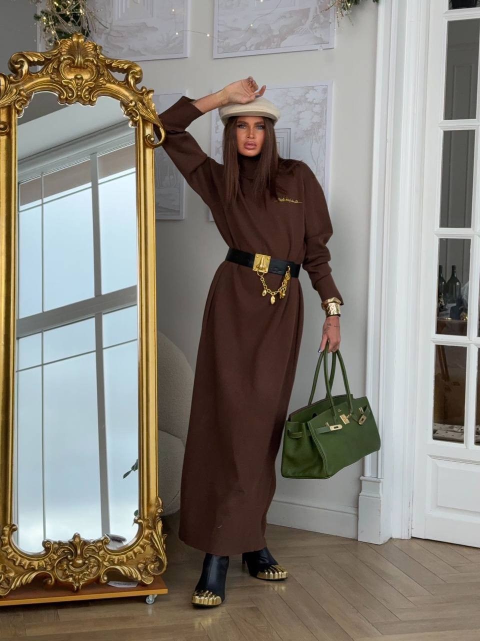 водолазка с логотипом celine cool casual wear,трикотажное платье,теплые платья