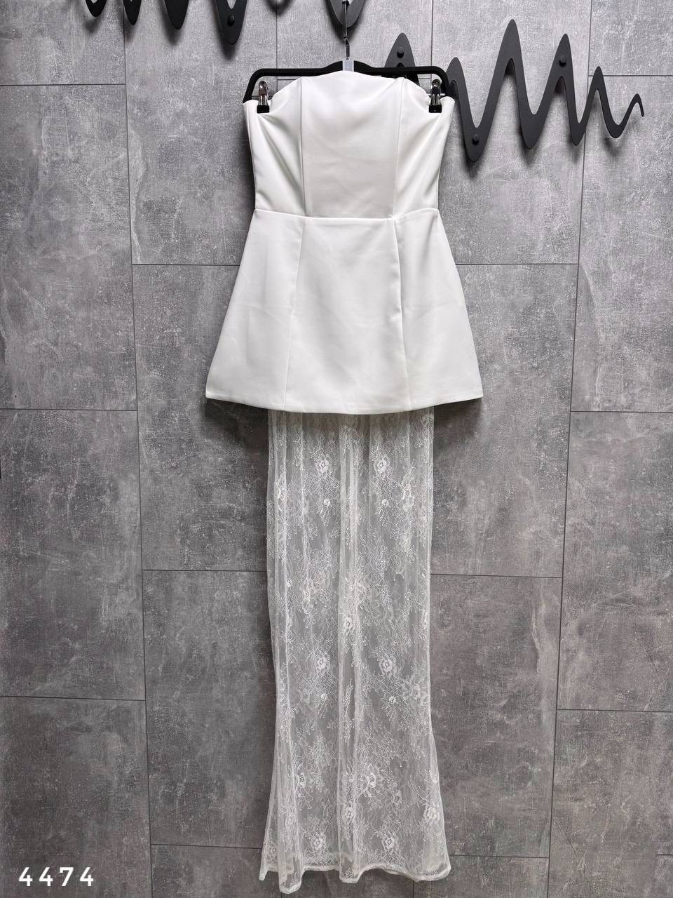 платье высоким,кружевное платье,женский набор из двух частей с кружевной юбкой без бретелек цвет белый,вечернее платье,свадебный костюм