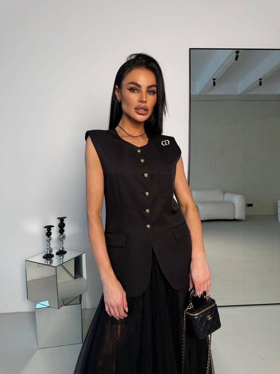 костюм с юбкой,костюм с юбкой черный,юбка с жилеткой