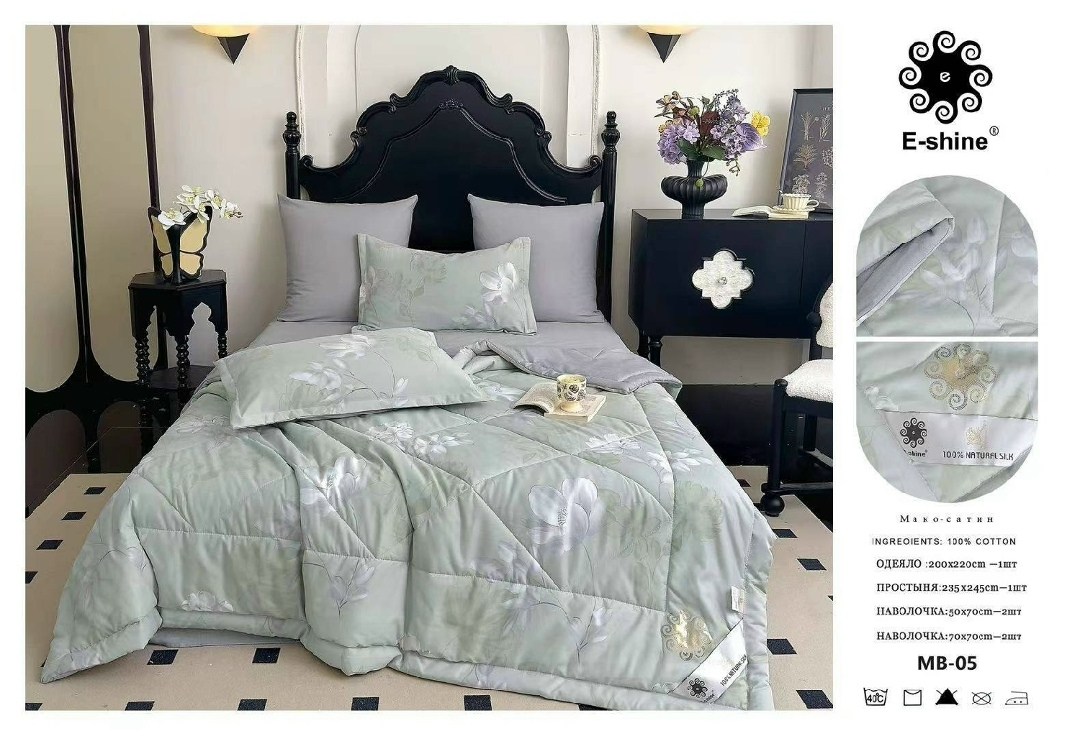 комплект постельного белья с одеялом e-shine eshiне,одеяло e-shine cotton с простыней и наволочками odesc14,комплект постельного белья e-shine с одеялом,комплект постельного белья с одеялом сатин евро