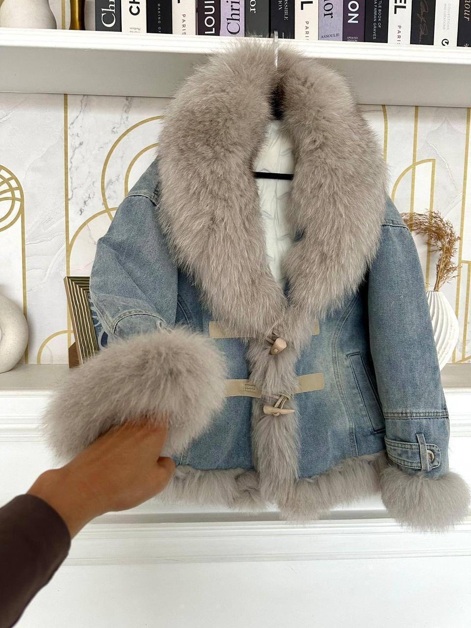 женская верхняя одежда джинсовка с натуральным мехом,джинсовка с натуральным мехом,куртка джинсовая с натуральным мехом angel mood,женская джинсовая куртка из натурального меха,джинсовая куртка