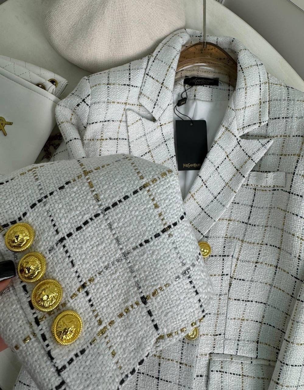 твидовый костюм,твидовый пиджак,твидовый жакет,твидовый пиджак белый клетчатый,твидовый пиджак женский