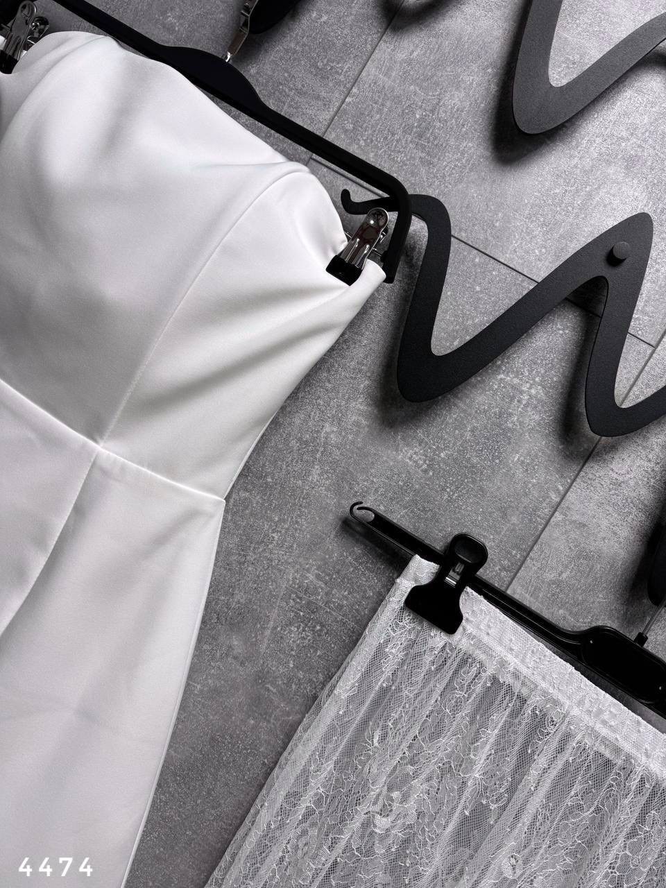 платье высоким,кружевное платье,женский набор из двух частей с кружевной юбкой без бретелек цвет белый,вечернее платье,свадебный костюм