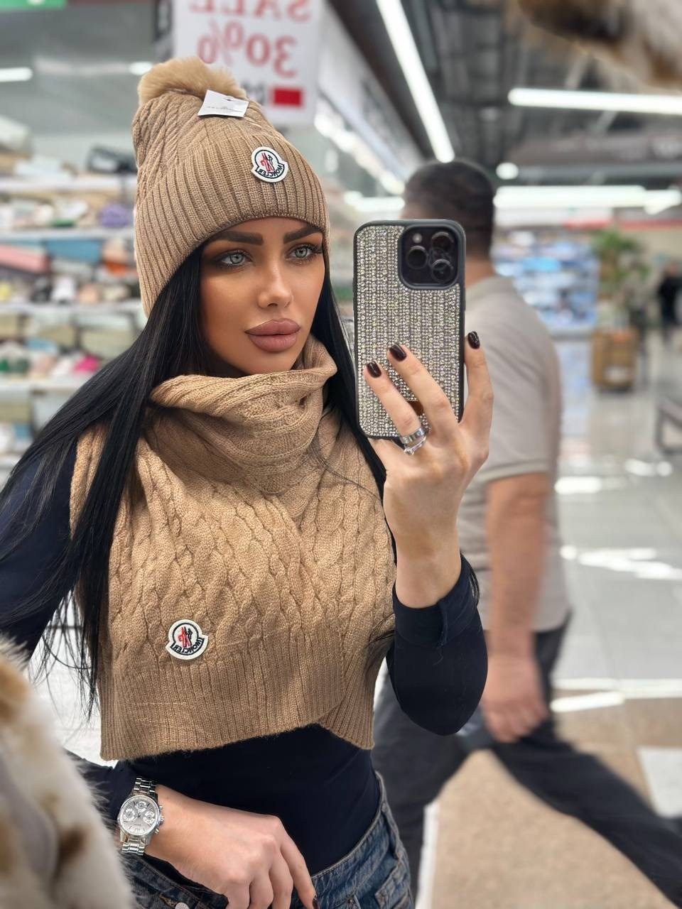 комплект шапка вязаная,комплект шапка шарф,комплект шапка вязаная зимняя с хомутом,шапка комплект,шапка вязаная зимняя