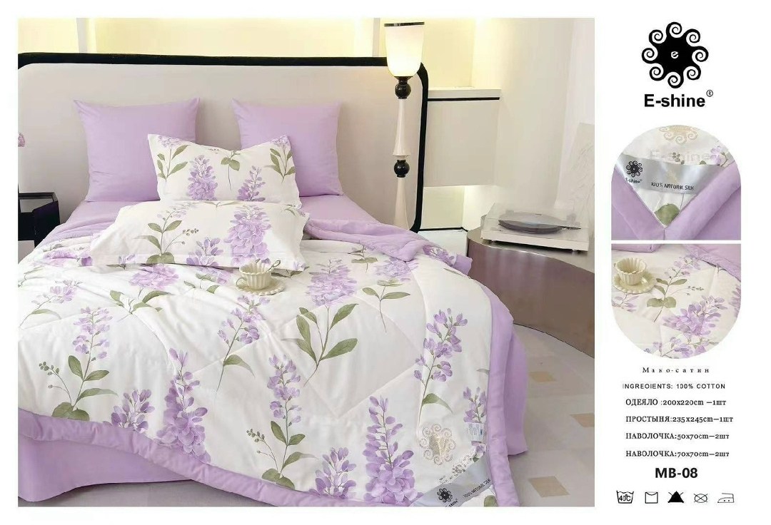 комплект постельного белья с одеялом e-shine eshiне,одеяло e-shine cotton с простыней и наволочками odesc14,комплект постельного белья e-shine с одеялом,комплект постельного белья с одеялом сатин евро
