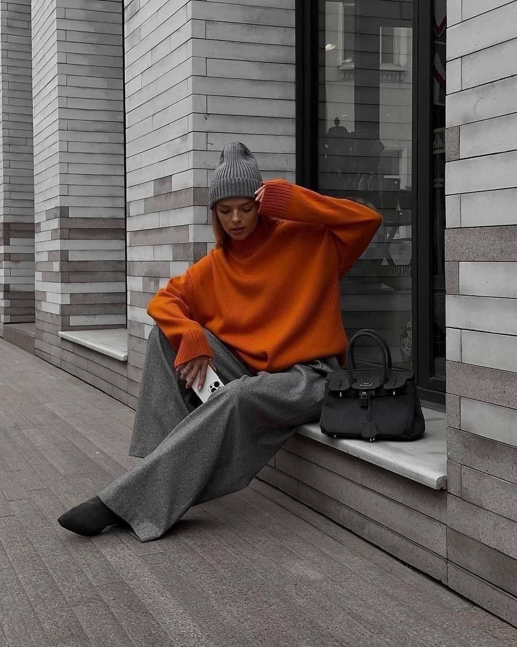 свитер оверсайз зимний,cвитер вязаный оверсайз,свитер оверсайз модные свитеры,свитер oversize теплый,свитер оверсайз вязаный aron store цвет оранжевый