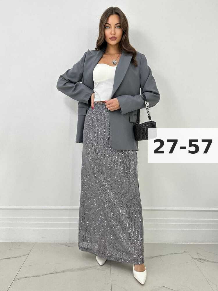 юбка макси с пайетками,юбка с пайетками,юбка женская серая,костюм с юбкой,юбка женская