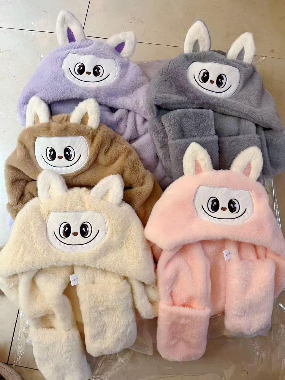 плюшевые варежки,шапка шарф перчатки,плюшевые перчатки,плюшевая шапка,шарф с капюшоном