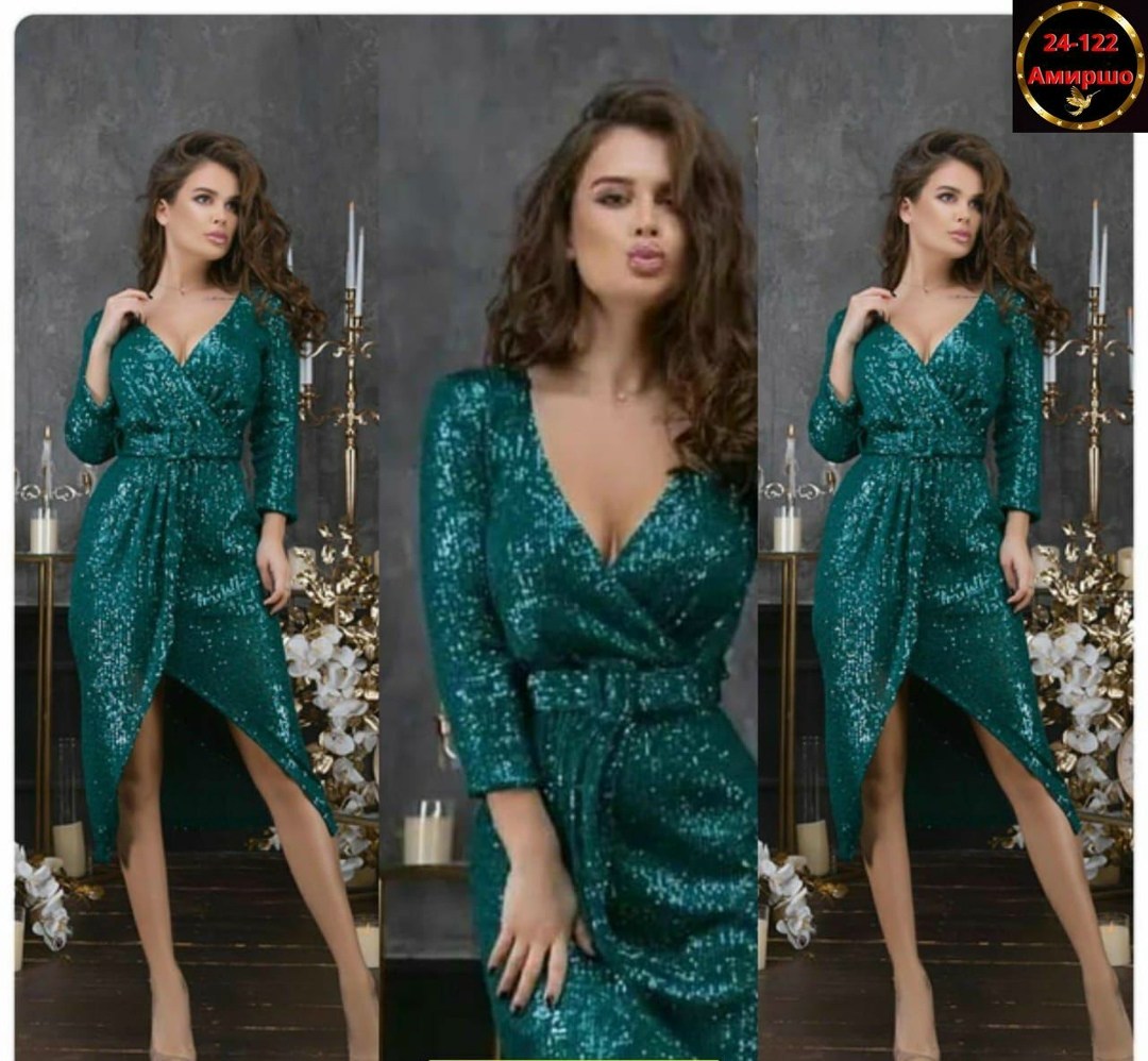 платье изумрудное с пайетками,платье на запах вечернее нарядное с пайетками на новый год eva davidova,платье с пайетками на запах,платье женское,платье с пайетками зеленое