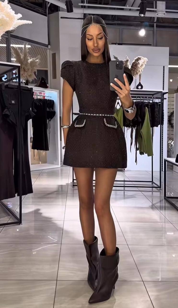 костюм с юбкой,костюм твидовый,черное платье,стильные наряды,платье женская