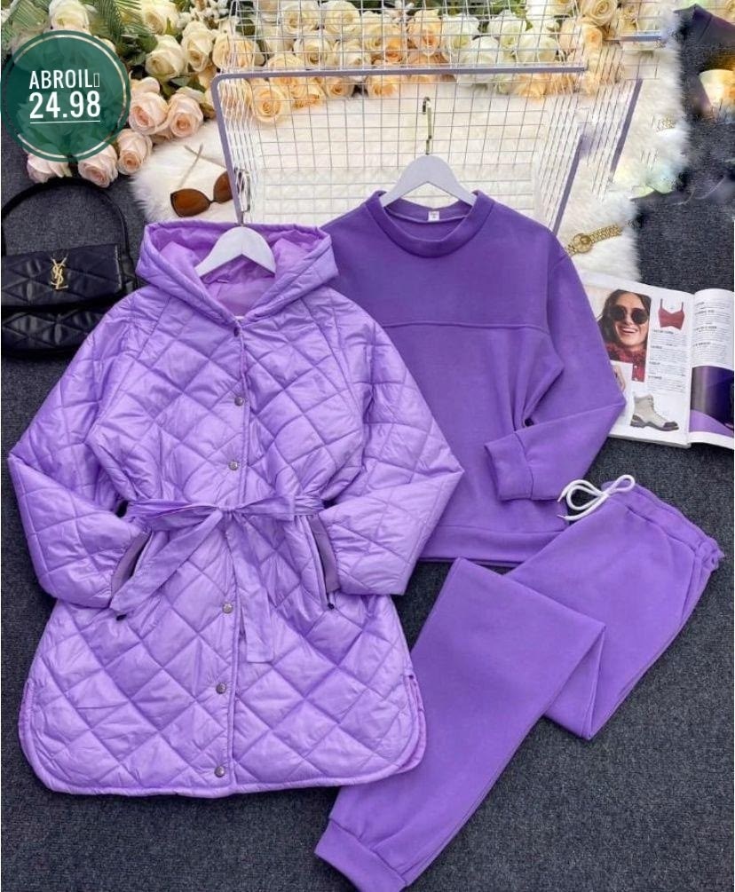 костюм спортивный тройка с длинным стеганым пальто cubi shop,костюм двойка женская,костюм тройка с курткой,костюм женский тройка,костюм женский на флисе