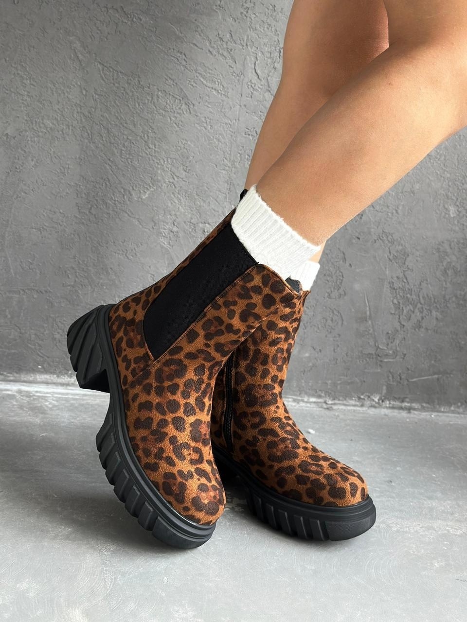 ,леопардовые ботинки,леопардовые челси, женская,модные ботильоны