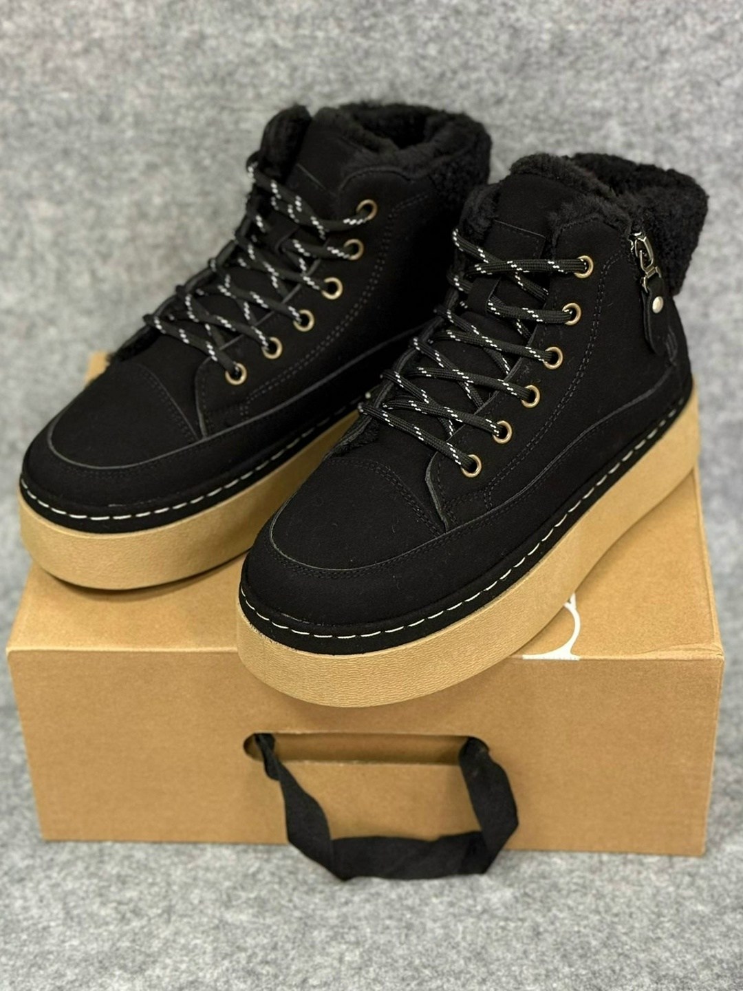 зимние ботинки из натуральной замши и меха на платформе obba 250464737,, зимняя угги ботинки esadz цвет коричневый,женские зимние ботинки,женские ботинки