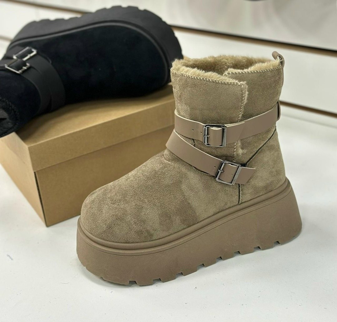 угги женские,,зимняя  женская, женская,угги на платформе fabio monelli 180814 37 бежевый замша