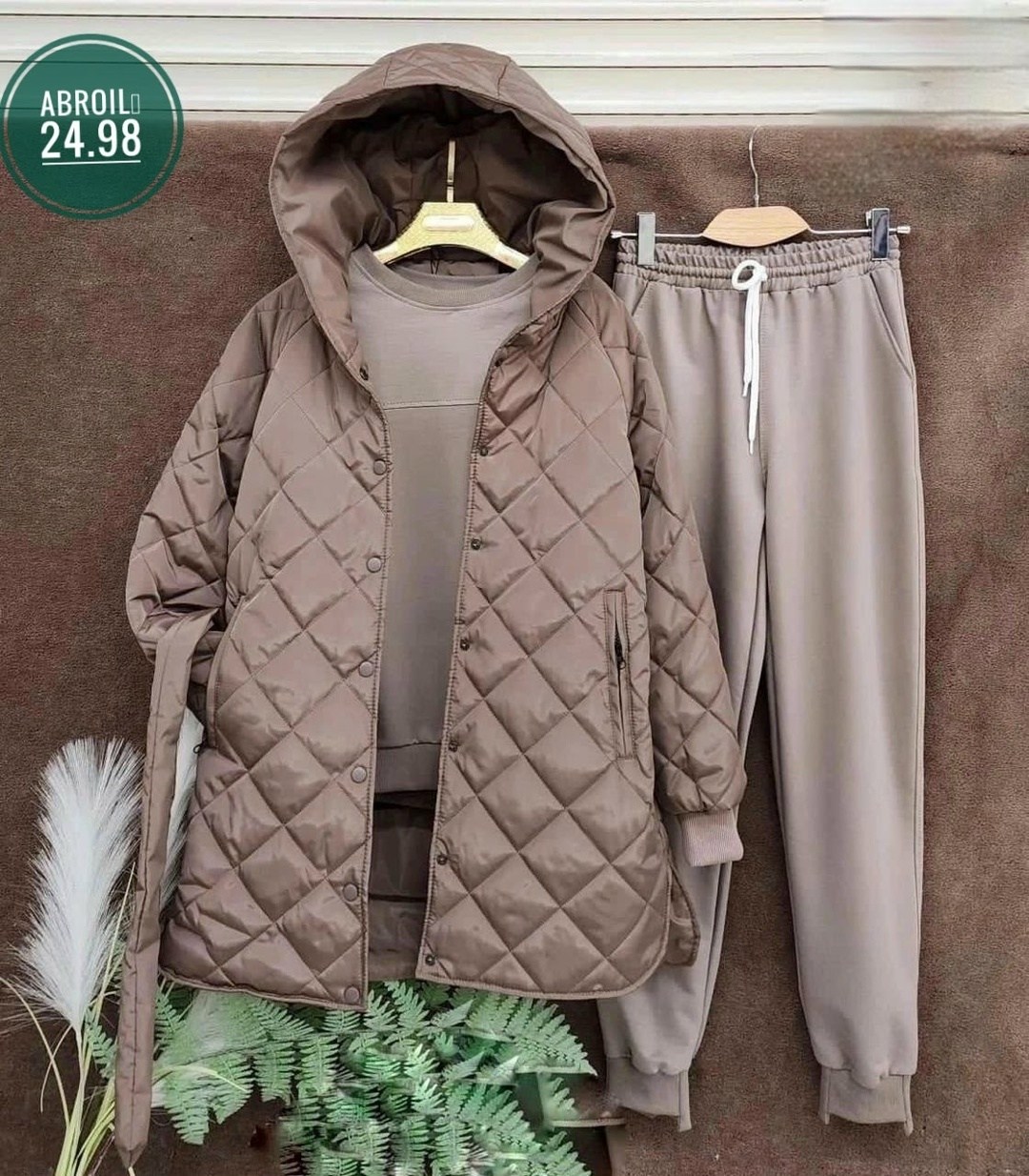 костюм спортивный тройка с длинным стеганым пальто cubi shop,костюм двойка женская,костюм тройка с курткой,костюм женский тройка,костюм женский на флисе