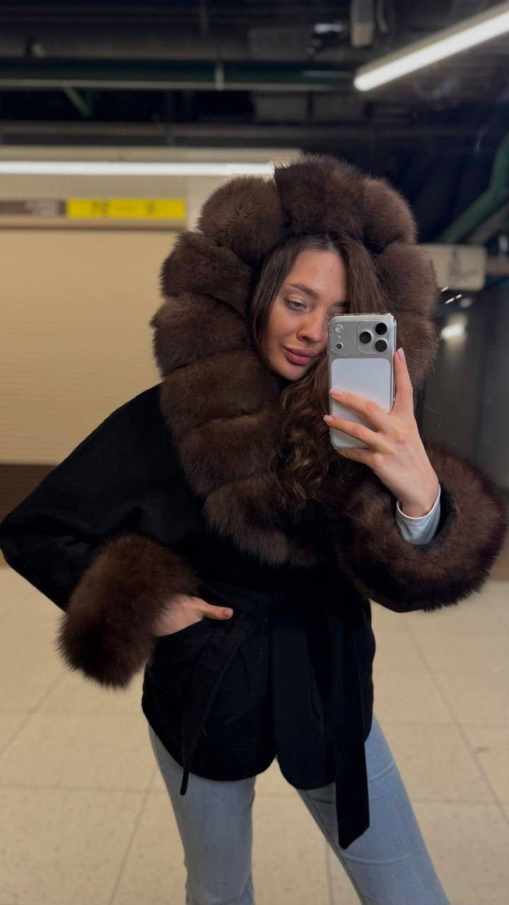 пальто кашемировое с мехом финского песца,кашемировое пальто с мехом песца,кашемировое пальто (пончо) с мехом финского песца,пальто с мехом,пальто кашемир с натуральным мехом песца