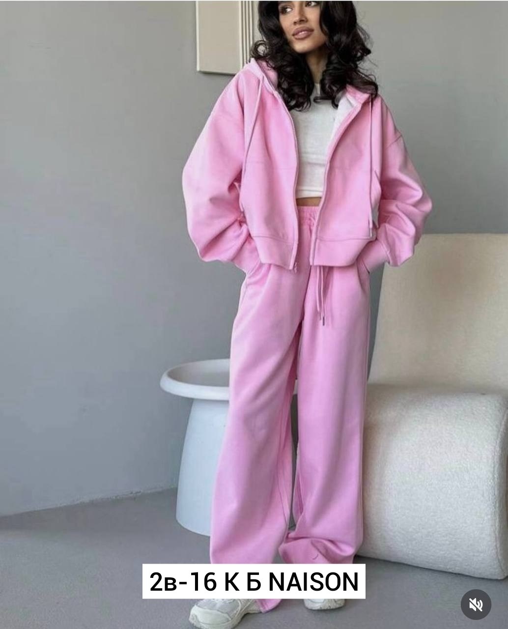 костюм спортивный со штанами палаццо и зип худи micca 362777071,костюм спортивный,женский спортивный костюм,спортивный костюм брючный на молнии с капюшоном оверсайз palessi,костюм женский