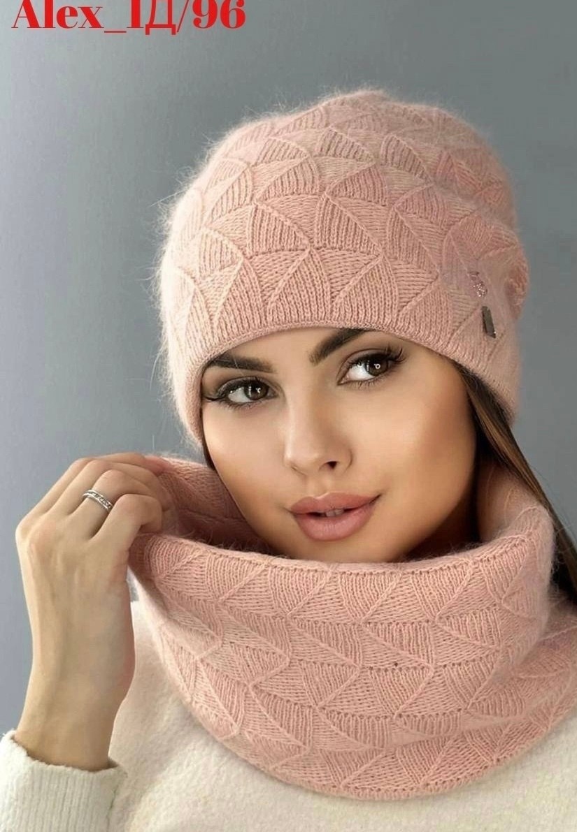 комплект шапка вязаная ангора зимняя со снудом,комплект вязаный шапка,шапка вязаная ангора зимняя,женский комплект шапка со снудом,шапка зимняя из ангора