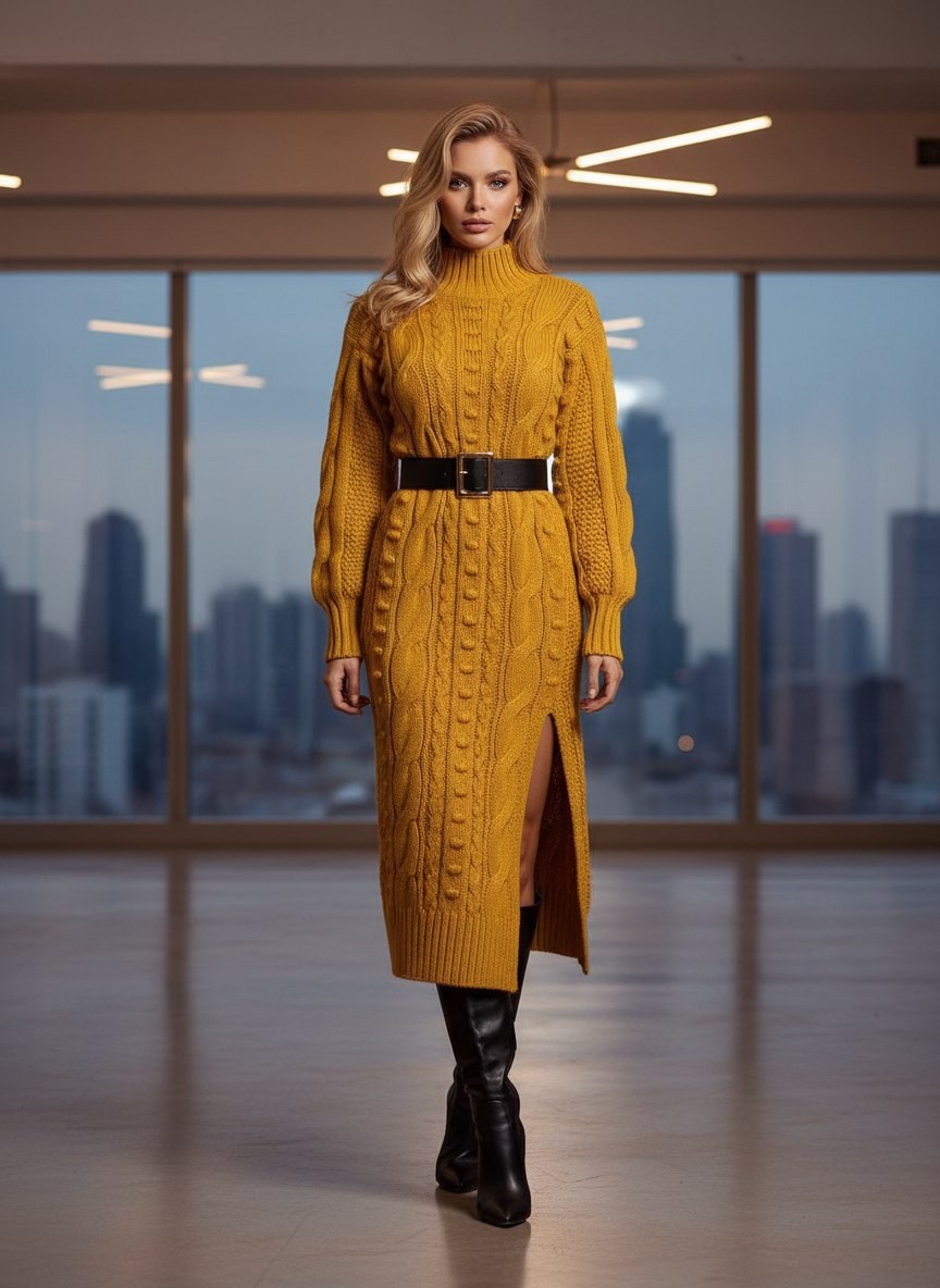 вязаное платье горчичного цвета,платье вязаное,вязаное длинное платье,вязаное теплое платье макси,платье вязаное теплое